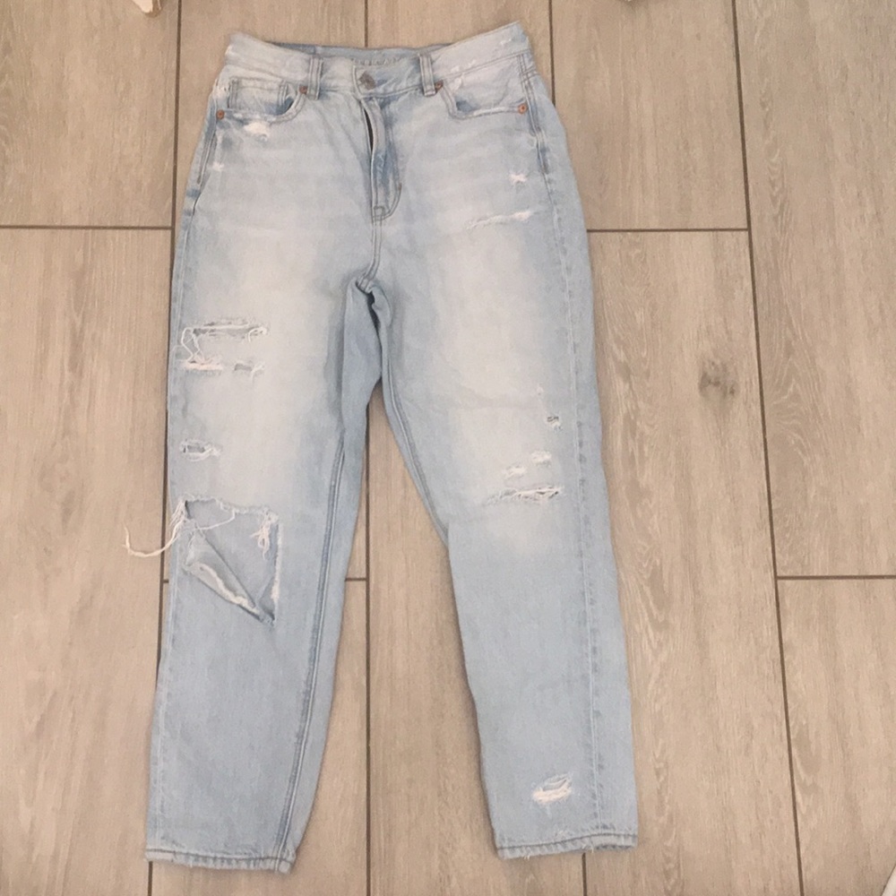 American Eagle, mom jeans/straight leg ripped